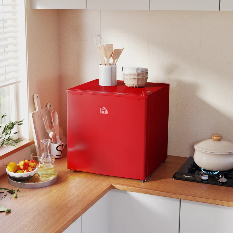 HOMCOM 1.1 Cu.Ft Countertop Mini Freezer, Compact Upright Freezer with Removable Shelves, Red