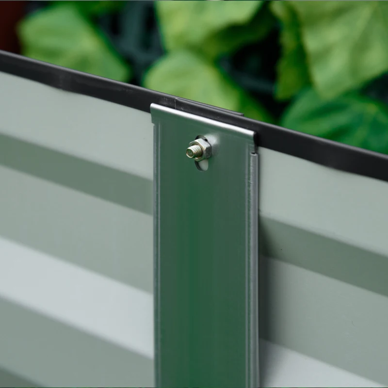 Outsunny 95" x 36" x 12" Galvanized Raised Garden Bed, Metal Elevated Planter Box for Growing Flowers, Herbs, Succulents, Grey