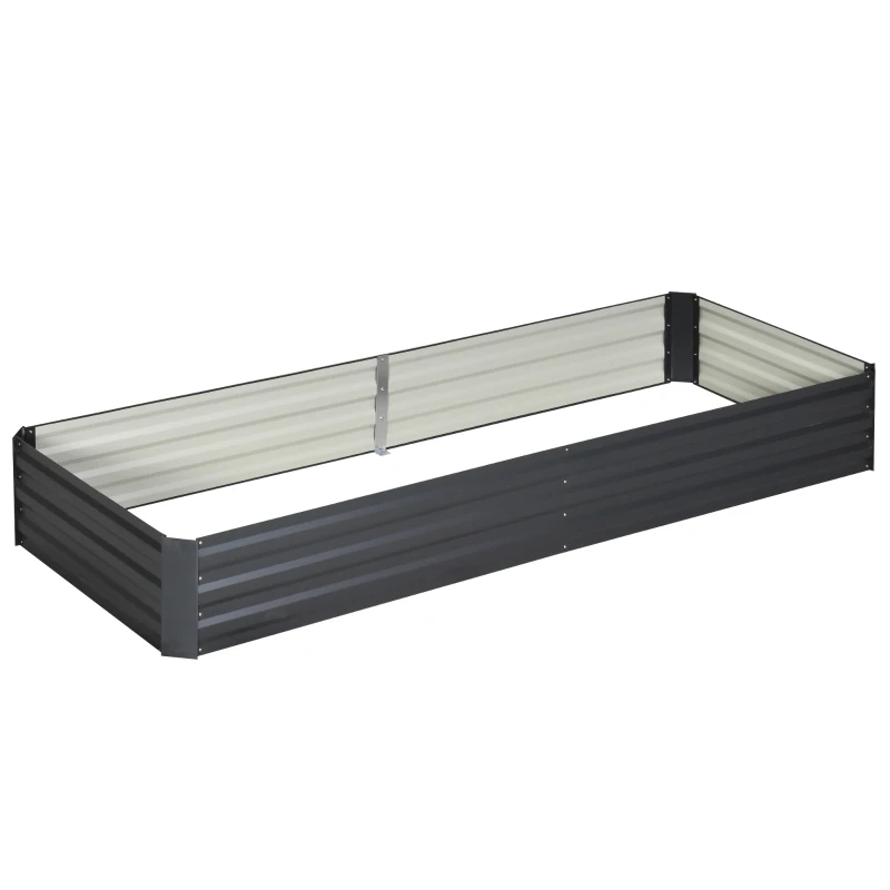 Outsunny 95" x 36" x 12" Galvanized Raised Garden Bed, Metal Elevated Planter Box for Growing Flowers, Herbs, Succulents, Grey