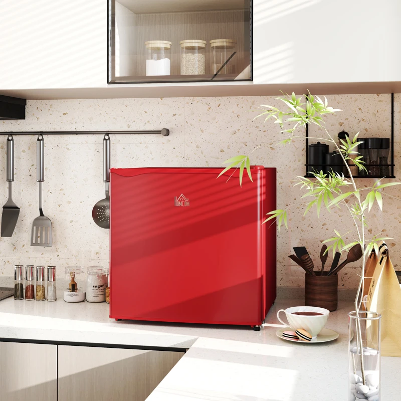 HOMCOM 1.1 Cu.Ft Countertop Mini Freezer, Compact Upright Freezer with Removable Shelves, Red