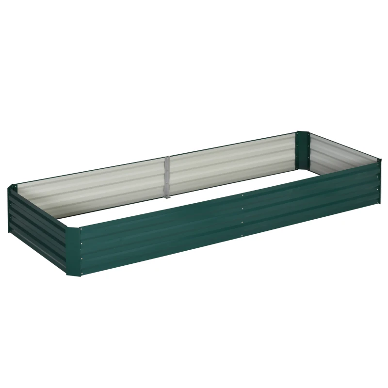Outsunny 95" x 36" x 12" Galvanized Raised Garden Bed, Metal Elevated Planter Box for Growing Flowers, Herbs, Succulents, Green