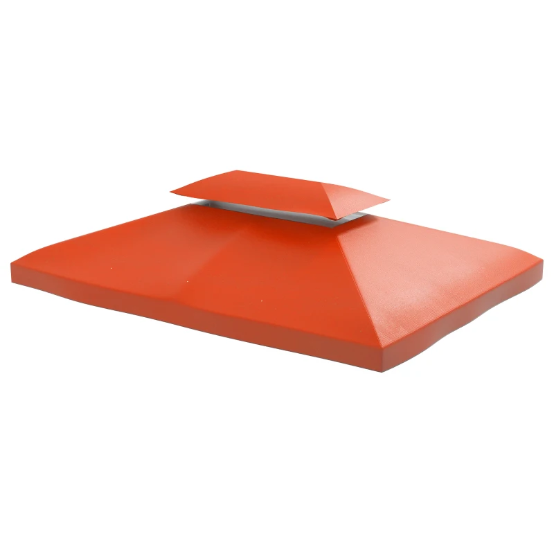 Outsunny 13' x 10' Gazebo Replacement Canopy 2 Tier Top UV Cover Pavilion Garden Patio Outdoor, Rust Red (TOP ONLY)