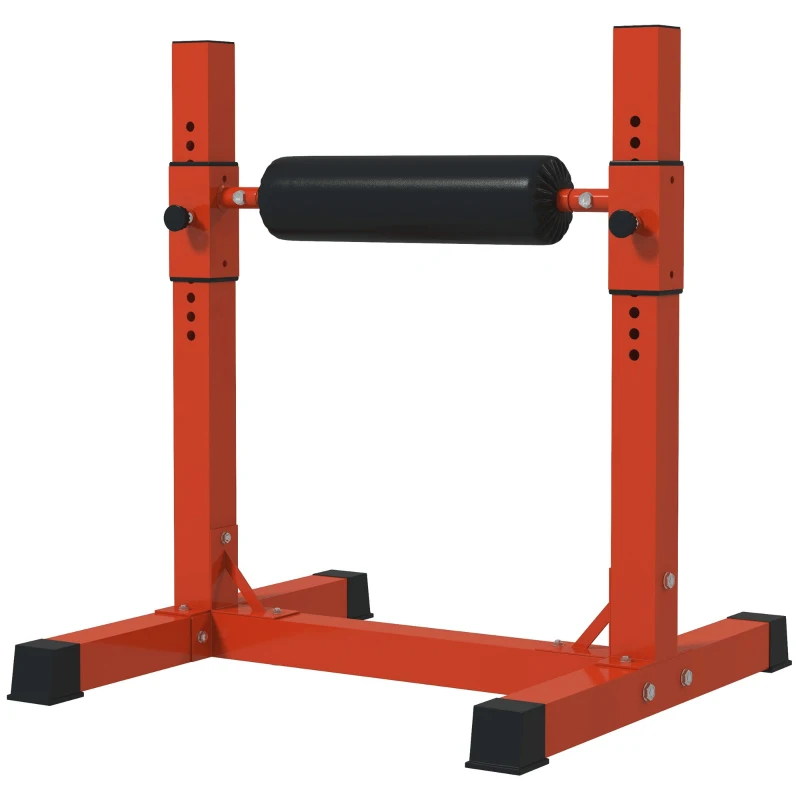 Soozier Bulgarian Split Squat Stand, 12-Level Adjustable Single Leg Squat Stand for Lower Body Strength Training, Red