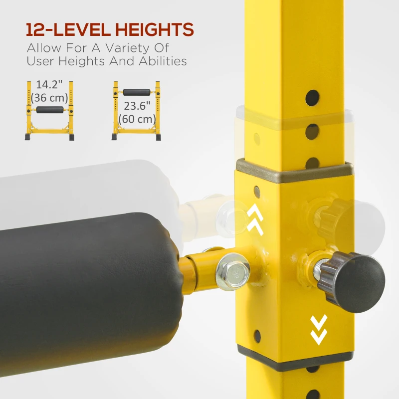 Soozier Bulgarian Split Squat Stand, 12-Level Adjustable Single Leg Squat Stand for Lower Body Strength Training, Yellow