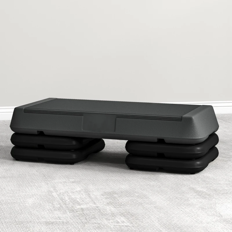 Soozier Adjustable Aerobic Stepper, 3-Level with Risers 4", 6", 8" Exercise Step Platform for Home Gym Fitness Workout, 330lbs Weight Capacity, Grey