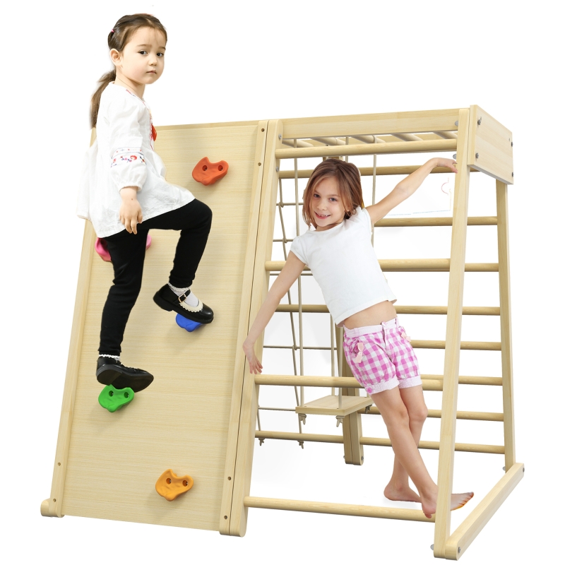 Qaba 5-in-1 Indoor Jungle Gym Playground with Swing, Climber, Monkey Bars