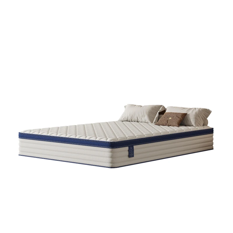 Full Size Gel Memory Foam Mattress with Roll Pack Compression, Double Mattress, Shock Absorption, and Spinal Support,75″ L x 54″ W x 12″ H, White+Blue