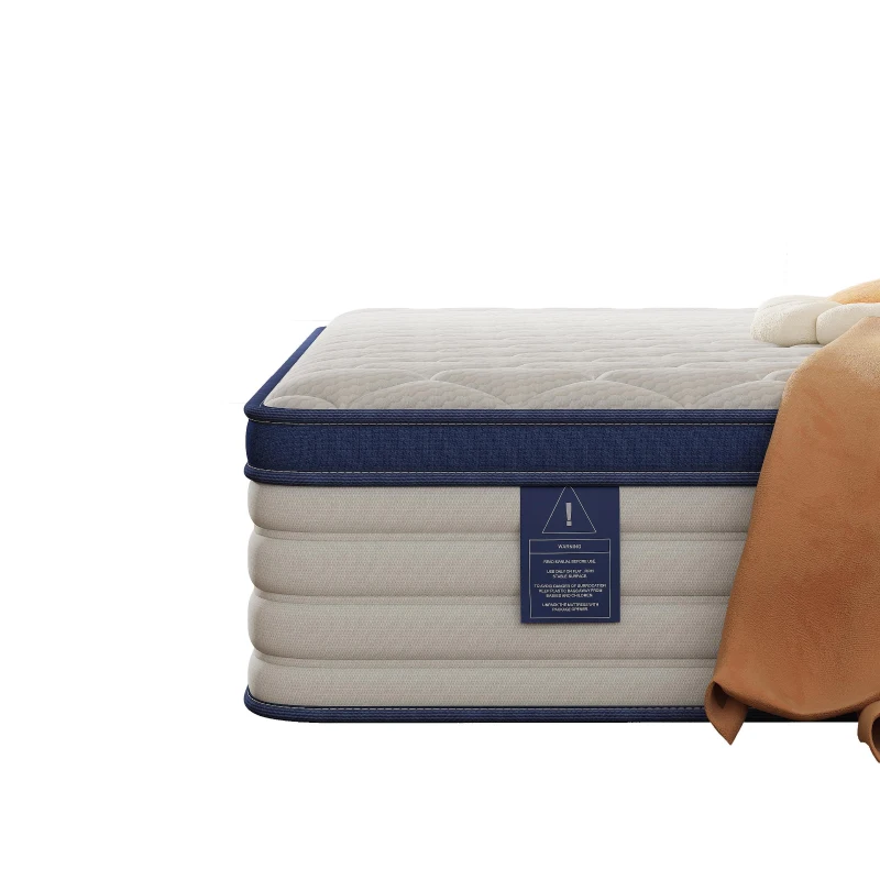 Twin Size Gel Memory Foam Mattress with Spring Support, Roll Pack Compression, 75″ L x 39″ W x 12″ H, White+Blue