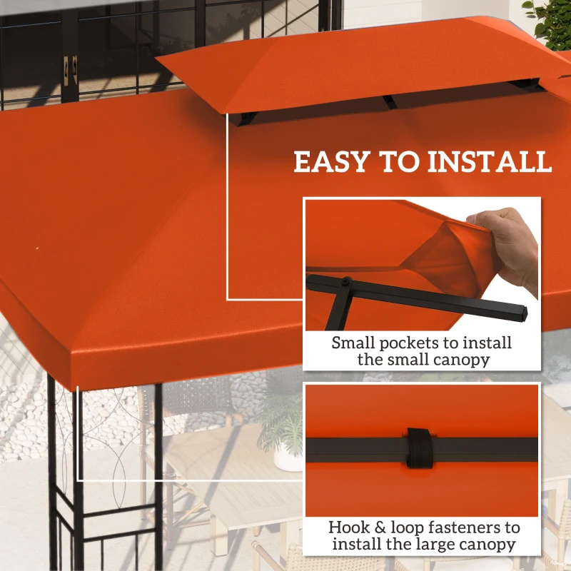 Outsunny 13' x 10' Gazebo Replacement Canopy 2 Tier Top UV Cover Pavilion Garden Patio Outdoor, Rust Red (TOP ONLY)