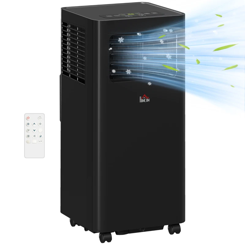 HOMCOM 10000 BTU Mobile Air Conditioner, 441 Sq. Ft., AC Unit with Dehumidifier, Sleep, 24H Timer On/Off, Window Kit, Black