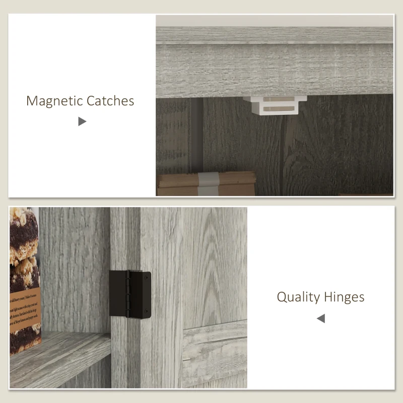 HOMCOM 72" Farmhouse Pantry Cabinet with Adjustable Shelves, Kitchen Pantry Cabinet with 2 Doors, Distressed Light Gray