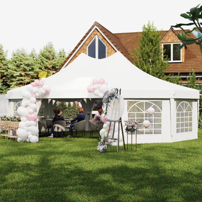 Outsunny 29' x 21' Canopy Party Event Tent with 2 Pull-Back Doors, White