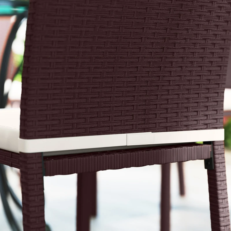 Outsunny Patio Dining Chairs Set of 4, All Weather Wicker Armless Outdoor Chairs with Steel Frame for Garden, Backyard, Beige