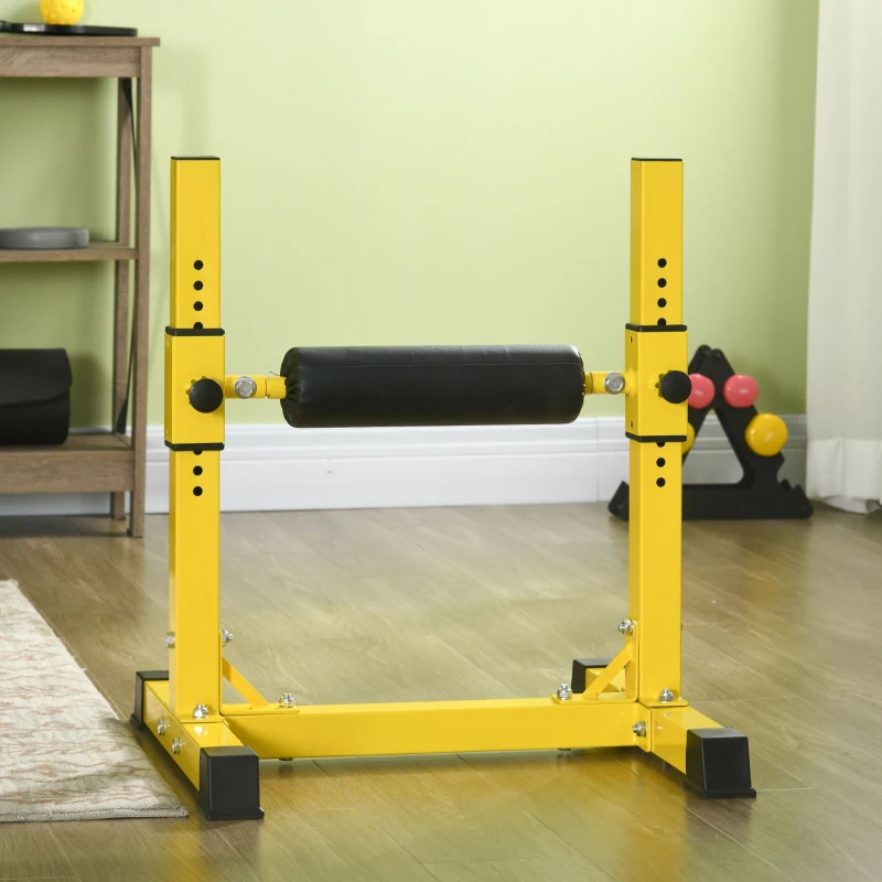 Soozier Bulgarian Split Squat Stand, 12-Level Adjustable Single Leg Squat Stand for Lower Body Strength Training, Yellow