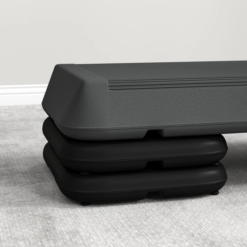 Soozier Adjustable Aerobic Stepper, 3-Level with Risers 4", 6", 8" Exercise Step Platform for Home Gym Fitness Workout, 330lbs Weight Capacity, Grey