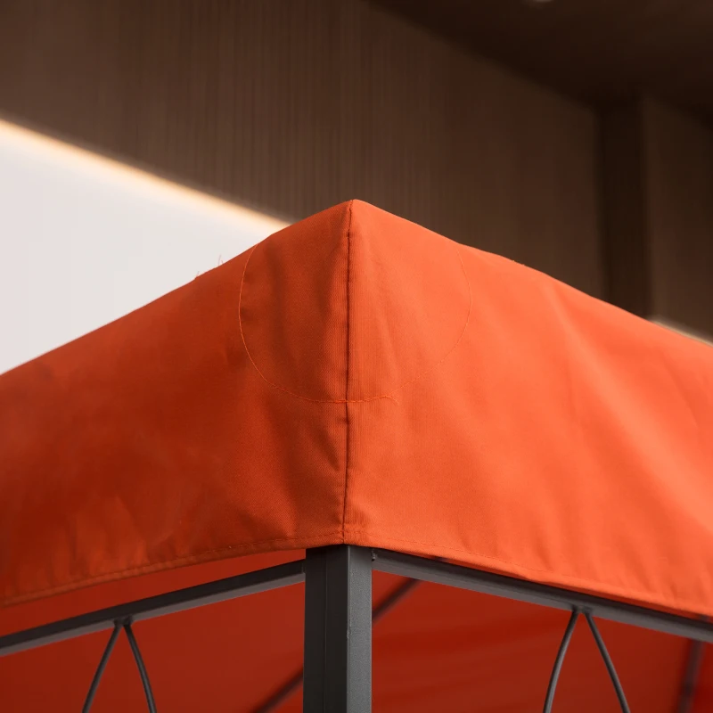 Outsunny 13' x 10' Gazebo Replacement Canopy 2 Tier Top UV Cover Pavilion Garden Patio Outdoor, Rust Red (TOP ONLY)