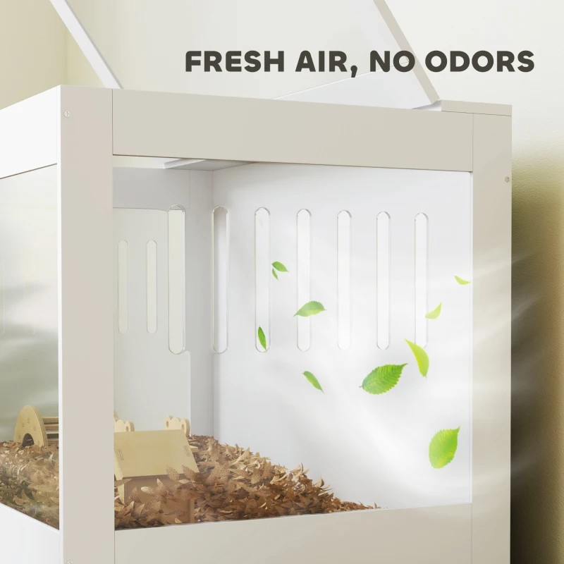 PawHut Hamster Cage with Openable Top & Lock, Hut, Transparent Acrylic Panels, Accessories, for Dwarf Hamster Gerbil, White