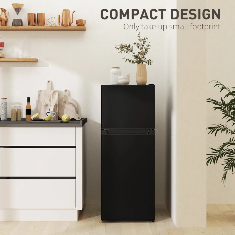 HOMCOM Small Fridge with Freezer, 4 Cu Ft Refrigerator with Reversible Doors, Black