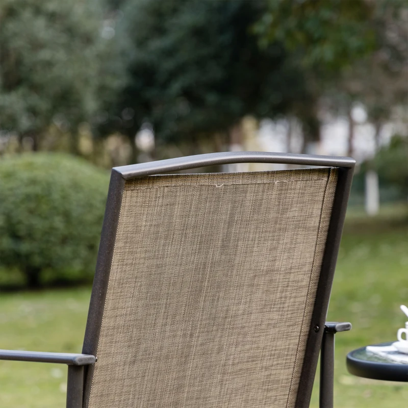 Outsunny 2 Piece Glider Set, Outdoor Swing Chairs, Patio Rocking Armchairs with Breathable Mesh Fabric, Steel Frame for Garden, Backyard, Patio, Dark, Brown/Khaki