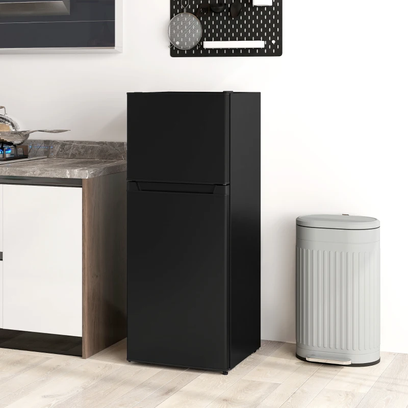HOMCOM Small Fridge with Freezer, 4 Cu Ft Refrigerator with Reversible Doors, Black