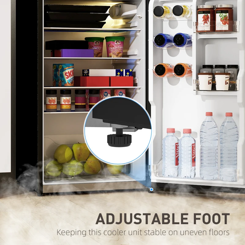 HOMCOM Small Fridge with Freezer, 4 Cu Ft Refrigerator with Reversible Doors, Silver