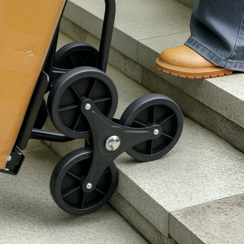 DURHAND 6-Wheels Stair Climber Trolley Cart, Hand Truck and Dolly, Foldable Steel Load Cart, 264lbs Capacity, Black