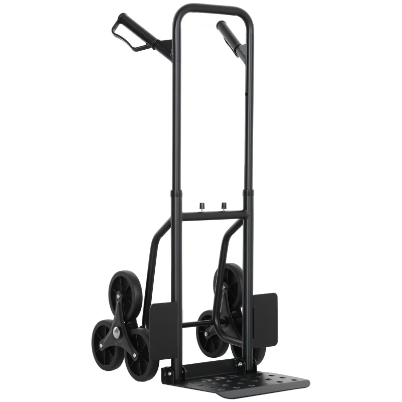 DURHAND 6-Wheels Stair Climber Trolley Cart, Hand Truck and Dolly, Foldable Steel Load Cart, 264lbs Capacity, Black