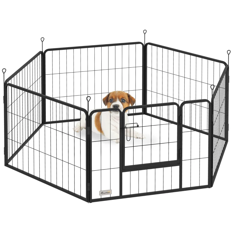 PawHut Heavy Duty Dog Playpen with Door for Small Dogs, 6 Panels, 23.5"H
