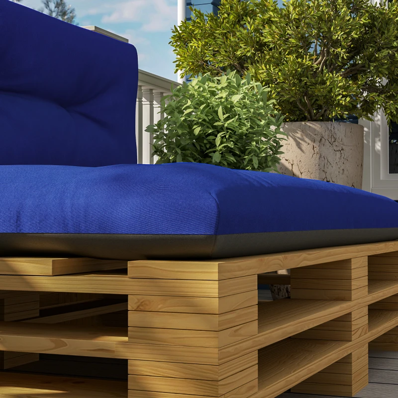 Outsunny 2 Seater Pallet Cushions Outdoor 3.9" Thick Replacement Cushions - Tufted Design for Garden, Patio, Navy Blue