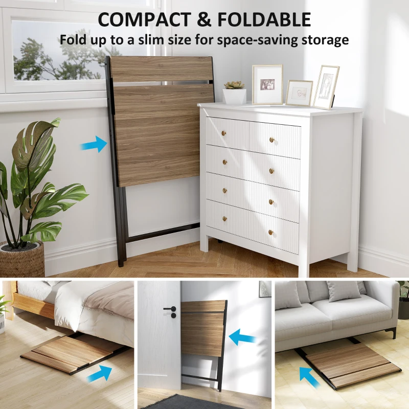 HOMCOM Folding Computer Desk, 27.6" Foldable Desk with Monitor Shelf for Small Space, Home Office, Study, Easy Assembly, Walnut