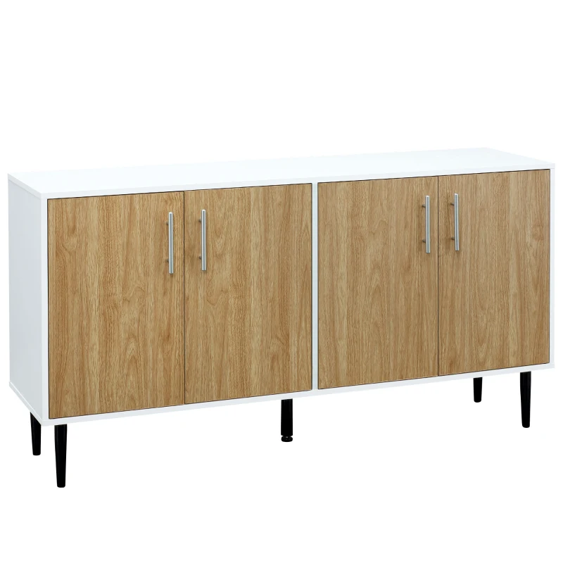 HOMCOM Modern Sideboard, Buffet Cabinet, Console Table with Adjustable Shelves, Anti-Topple Design, and Large Countertop, Natural