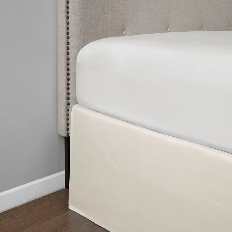 26" Drop Wrap-Around Adjustable Bed Skirt with Non-Skid Backing, Hidden Fabric Band, One Size Fits All, 236" L x 6" W x 0.13" H, Ivory