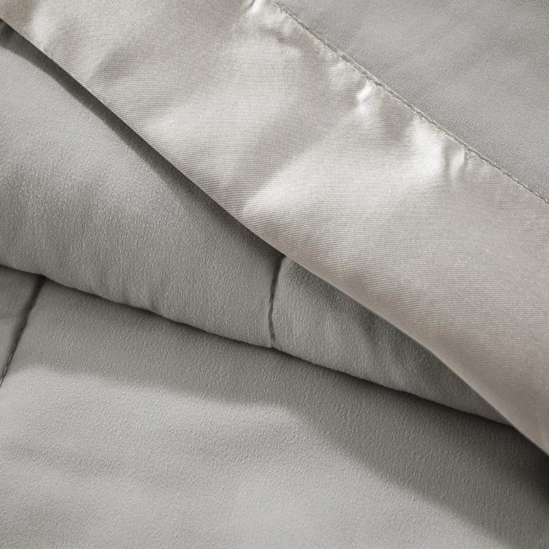 King Size Lightweight Down Alternative Blanket with Satin Trim, Hypoallergenic Polyester, Machine Washable, 108" L x 90" W x 0.25" H, Gray