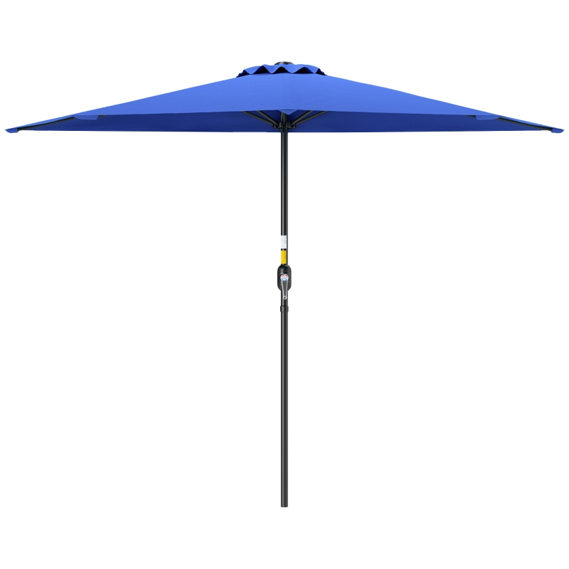 Outsunny 9ft Half Round Umbrella Outdoor Patio Garden Balcony Parasol Window Sun Shade w/ 5 Ribs, Deep Blue