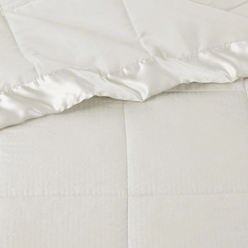 Hypoallergenic Oversized Down Alternative Blanket with Satin Trim, Moisture Management, Ideal for King Size Beds, 108" L x 96" W x 0.25" H, Ivory