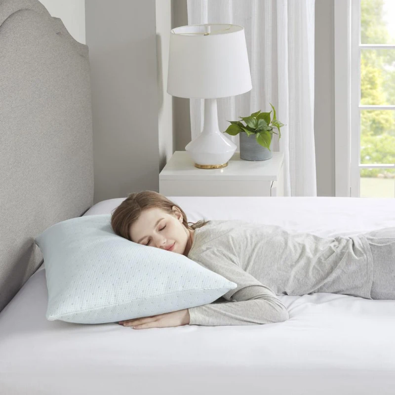 Shredded Memory Foam Pillow with Rayon, Cooling Gel Infused, Medium Firmness, Removable Cover, 28" L x 20" W x 5.5" H, Ivory