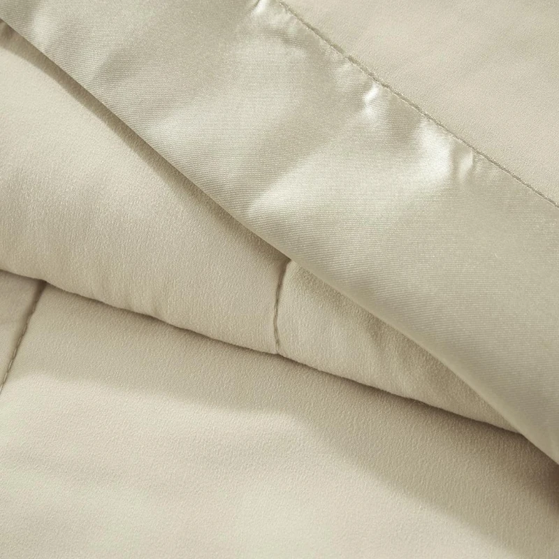Hypoallergenic Lightweight Down Alternative Blanket with Satin Trim, 3M Scotchgard Treatment, Machine Washable, 90" L x 90" W x 0.25" H, Cream