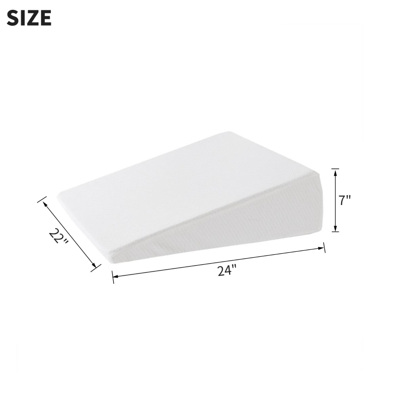 Antimicrobial Memory Foam Wedge Pillow with Washable Cover, OEKO-TEX Certified, Ideal for Neck Support, Circulation, 24" L x 22" W x 7" H, White