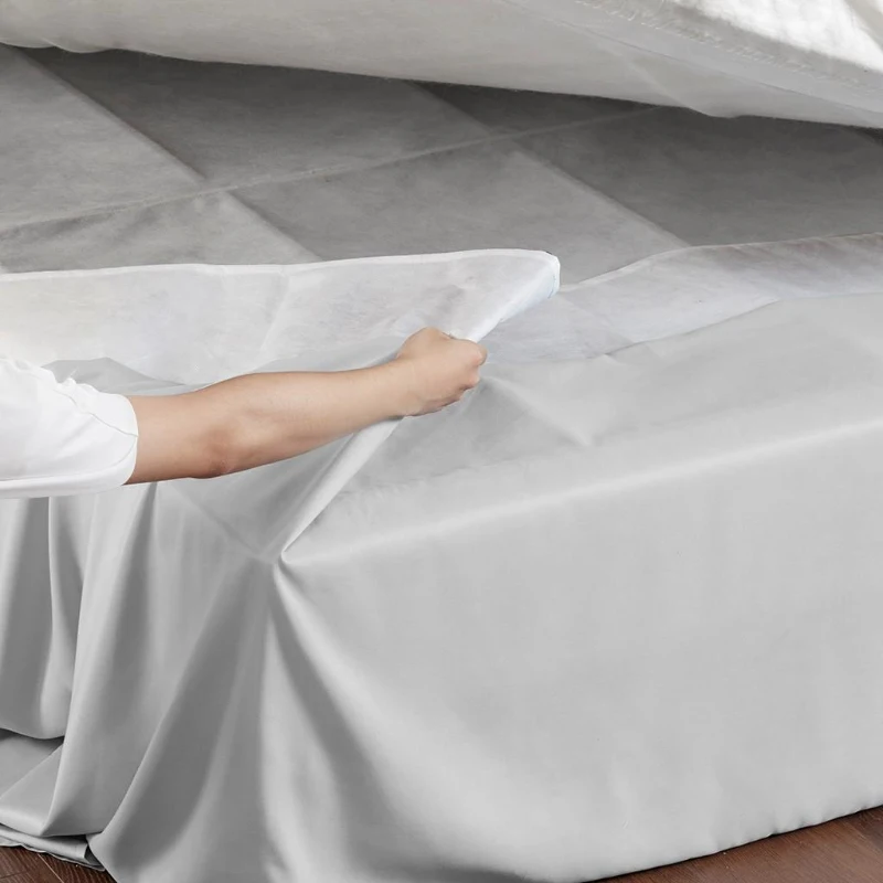 26" Drop Adjustable Wrap-Around Bed Skirt with Non-Skid Backing, Easy Tuck, Fold Design, One Size Fits All, 236" L x 6" W x 0.13" H, Gray
