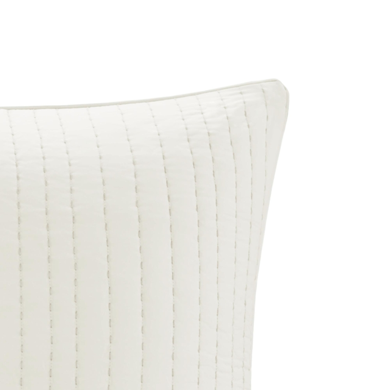 100% Cotton Cover with Embroidery, Hidden Zipper, Cotton Quilted Euro Sham for Living Room, Bedroom, 26" L x 26" W x 0.25" H, White