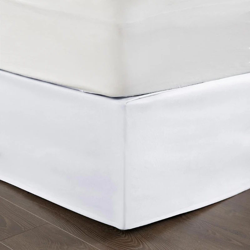 26" Drop Wrap-Around Adjustable Bed Skirt with Non-Skid Backing, Wrinkle-Resistant Design, One Size Fits All, 236" L x 6" W x 0.13" H, White