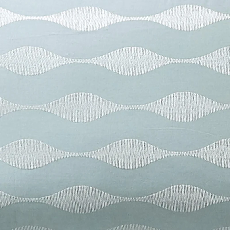 100% Cotton Oblong Decorative Pillow with Wavy Embroidery, Hypoallergenic Polyester Fill, Perfect for Bedroom Decor, 20" L x 12" W x 5" H, Blue