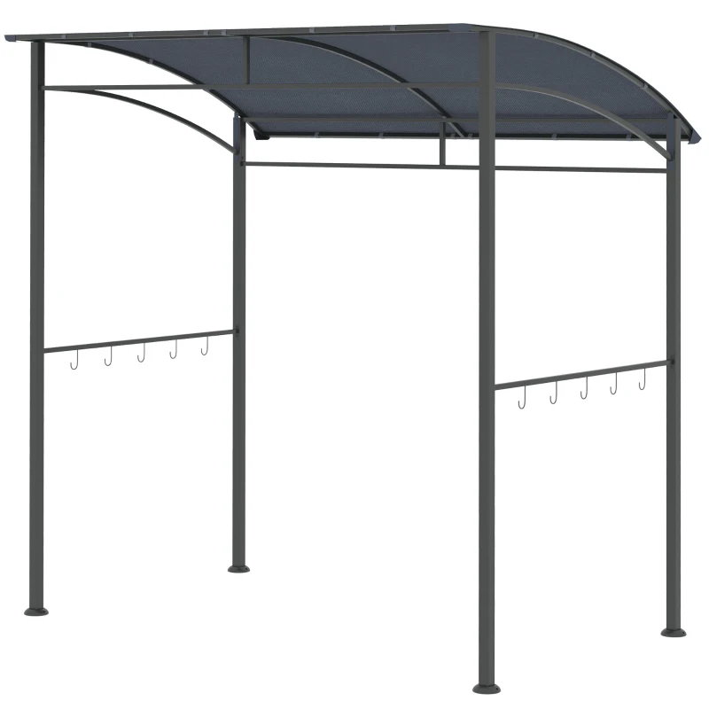 Outsunny 7' x 5' BBQ Grill Gazebo Tent, Garden Grill Canopy with Steel Frame and Hooks, Outdoor Sun Shade, Grey