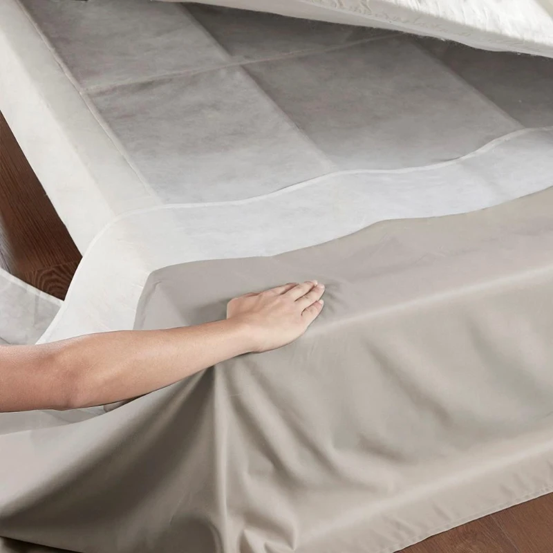 26" Drop Wrap-Around Adjustable Bed Skirt with Non-Skid Backing, Hidden Fabric Band, One Size Fits All, 236" L x 6" W x 0.13" H, Khaki