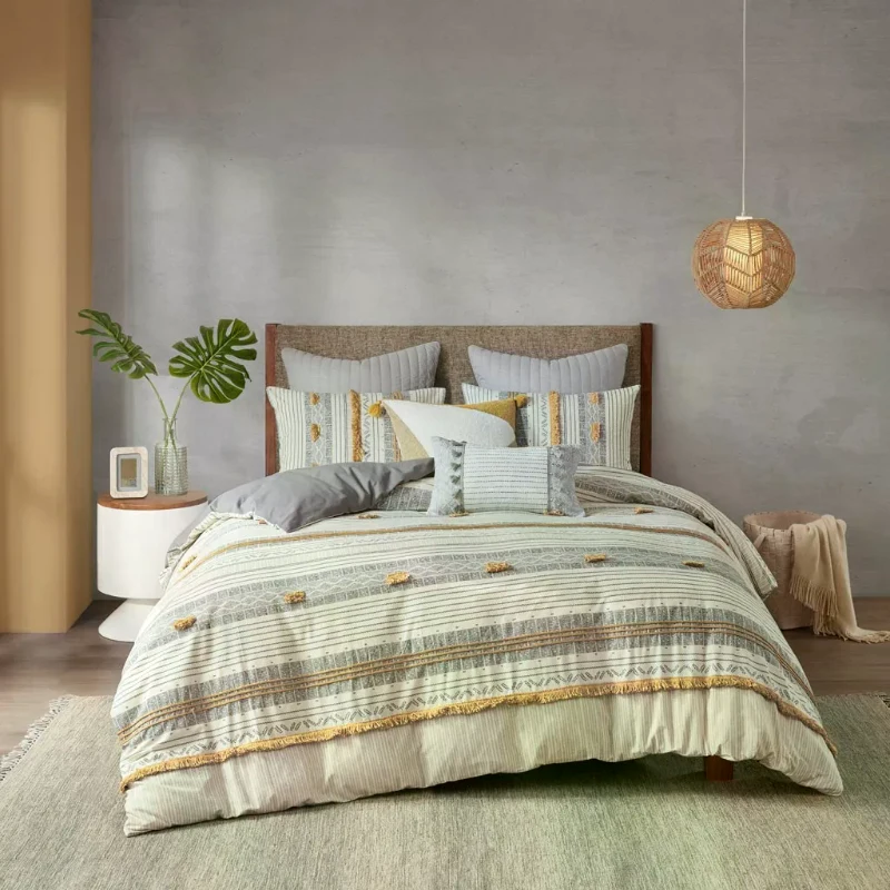 100% Cotton Cover with All-Over Embroidery, Hidden Zipper Closure, Cotton Quilted Euro Sham for Home Decor, 26" L x 26" W x 0.25" H, Gray