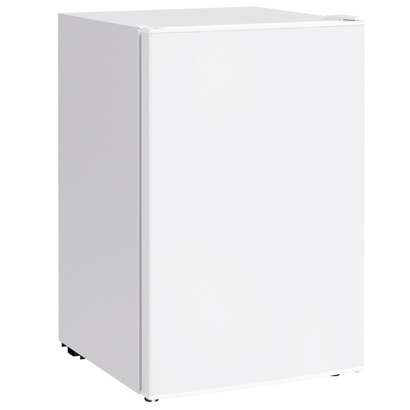 HOMCOM 4.5 Cu.Ft Mini Fridge, Single Door Refrigerator with Freezer, Wheels, Adjustable Thermostat, Reversible Door, White