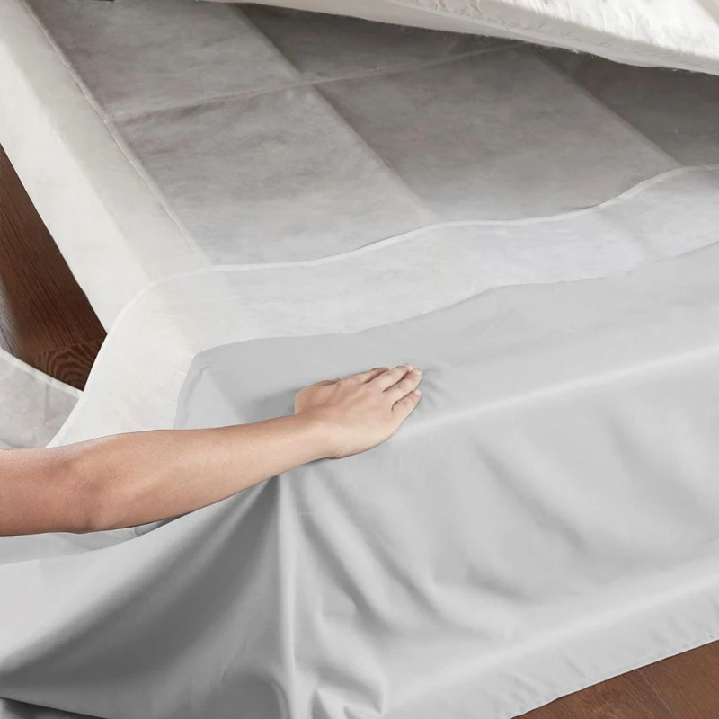 26" Drop Adjustable Wrap-Around Bed Skirt with Non-Skid Backing, Easy Tuck, Fold Design, One Size Fits All, 236" L x 6" W x 0.13" H, Gray
