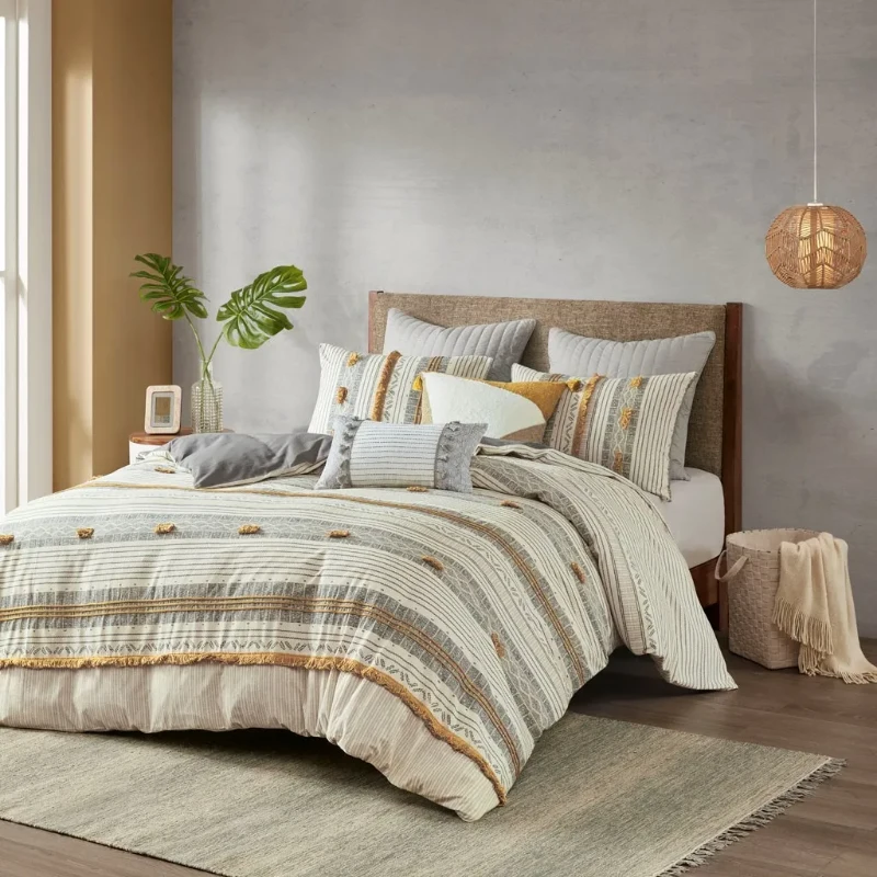 100% Cotton Cover with All-Over Embroidery, Hidden Zipper Closure, Cotton Quilted Euro Sham for Home Decor, 26" L x 26" W x 0.25" H, Gray