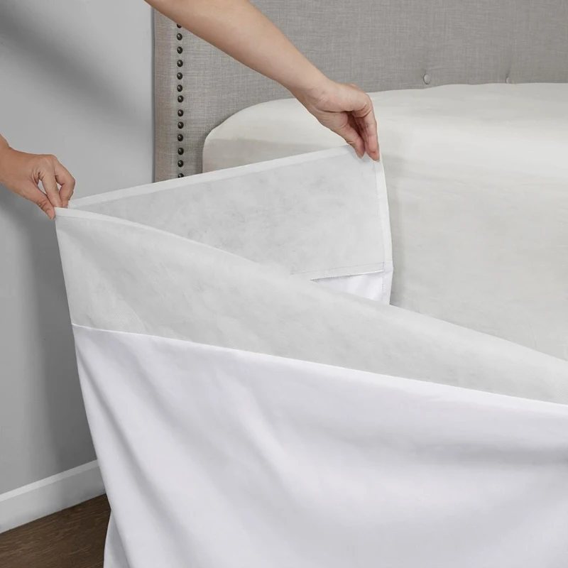 26" Drop Wrap-Around Adjustable Bed Skirt with Non-Skid Backing, Wrinkle-Resistant Design, One Size Fits All, 236" L x 6" W x 0.13" H, White
