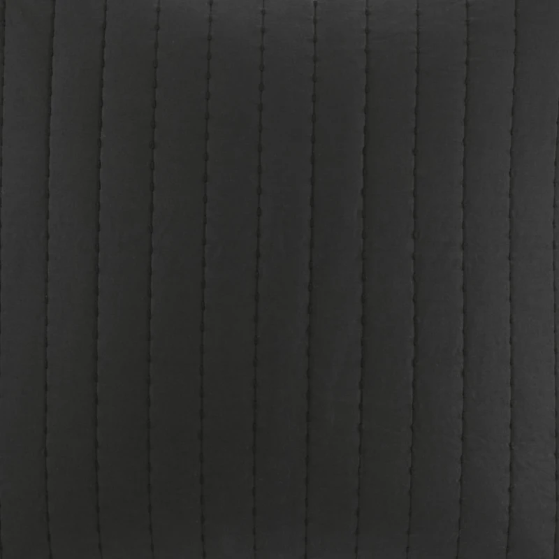 100% Cotton Quilted Euro Sham with Embroidery, Hidden Zipper, Farmhouse Machine Washable Pillowcase, 26" L x 26" W x 0.25" H, Black